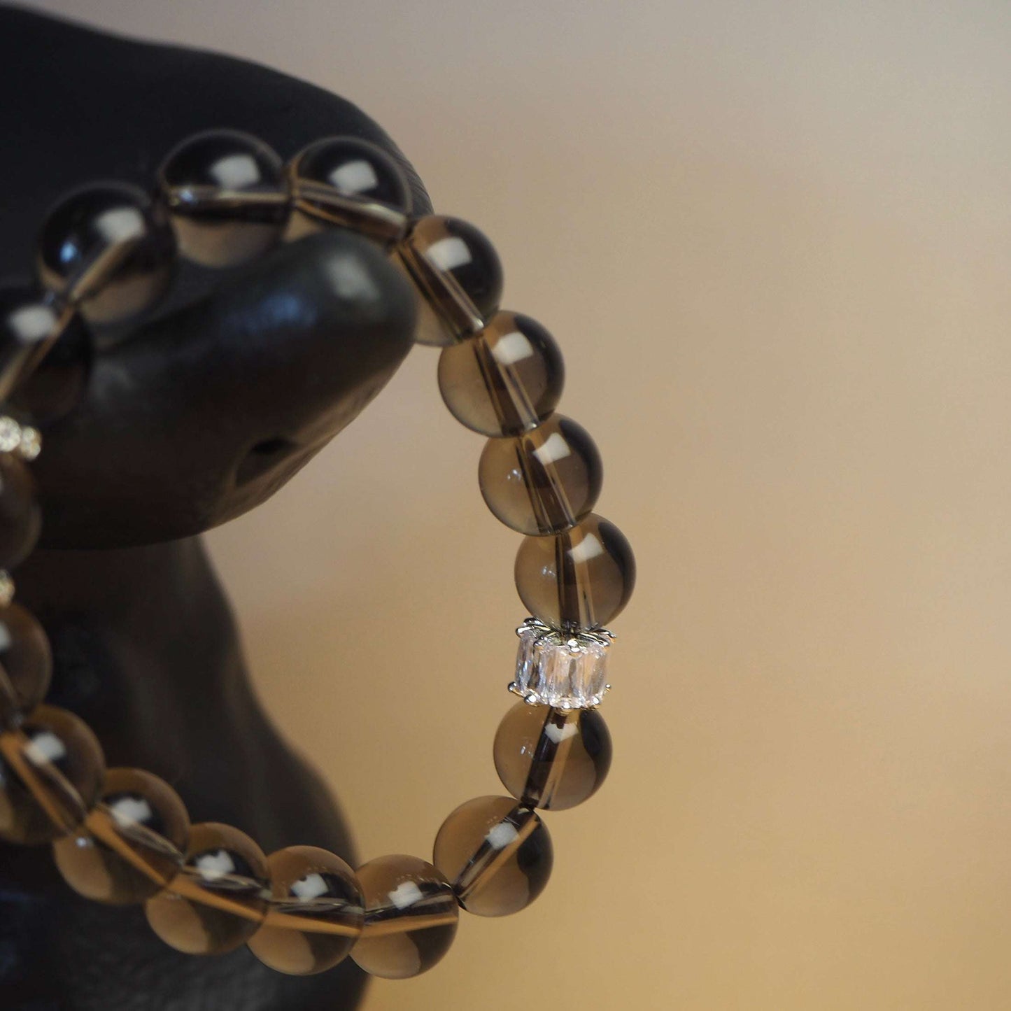 clarity smoky quartz beaded bracelet
