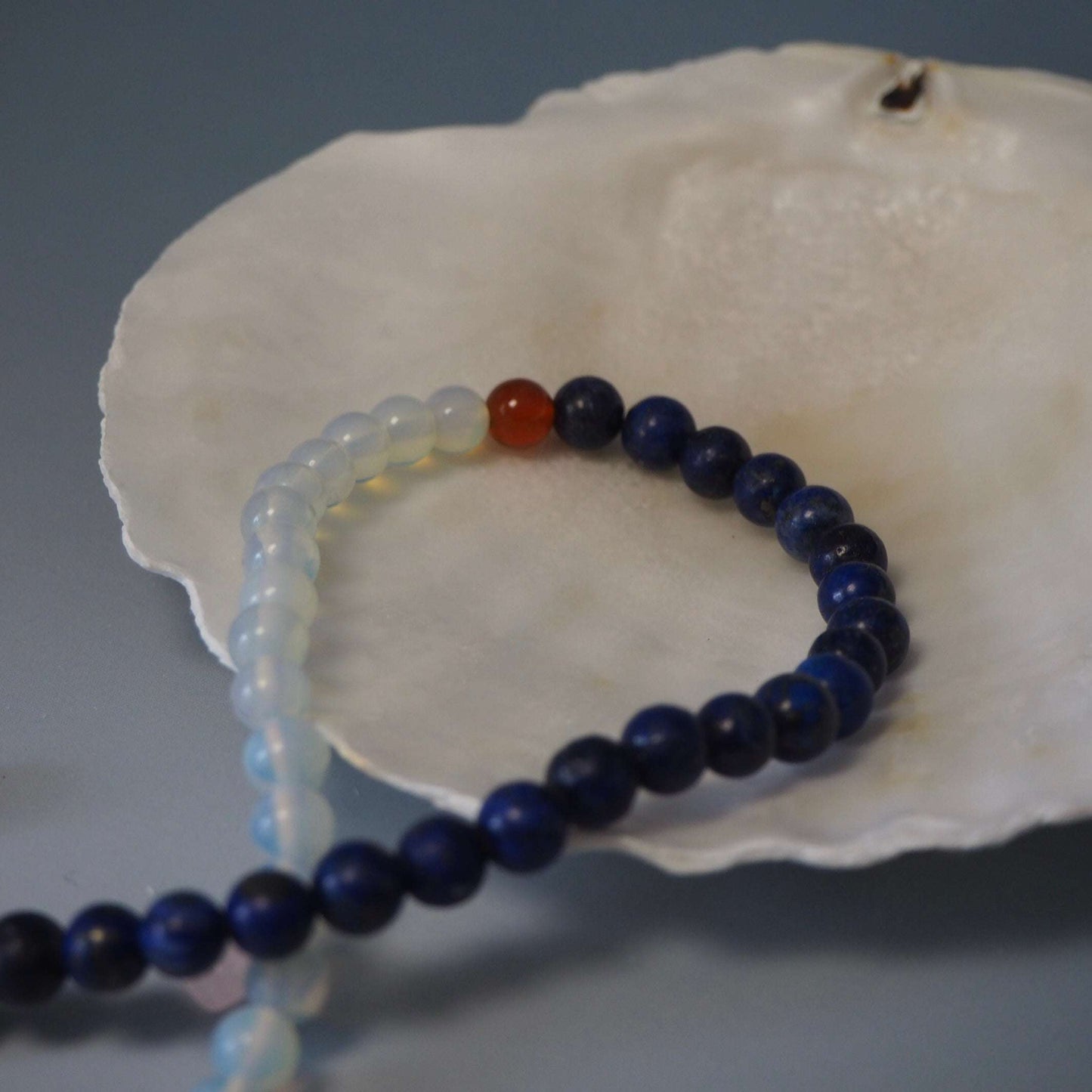 lapiz lazuli and moonstone double wrap beaded bracelet and agate