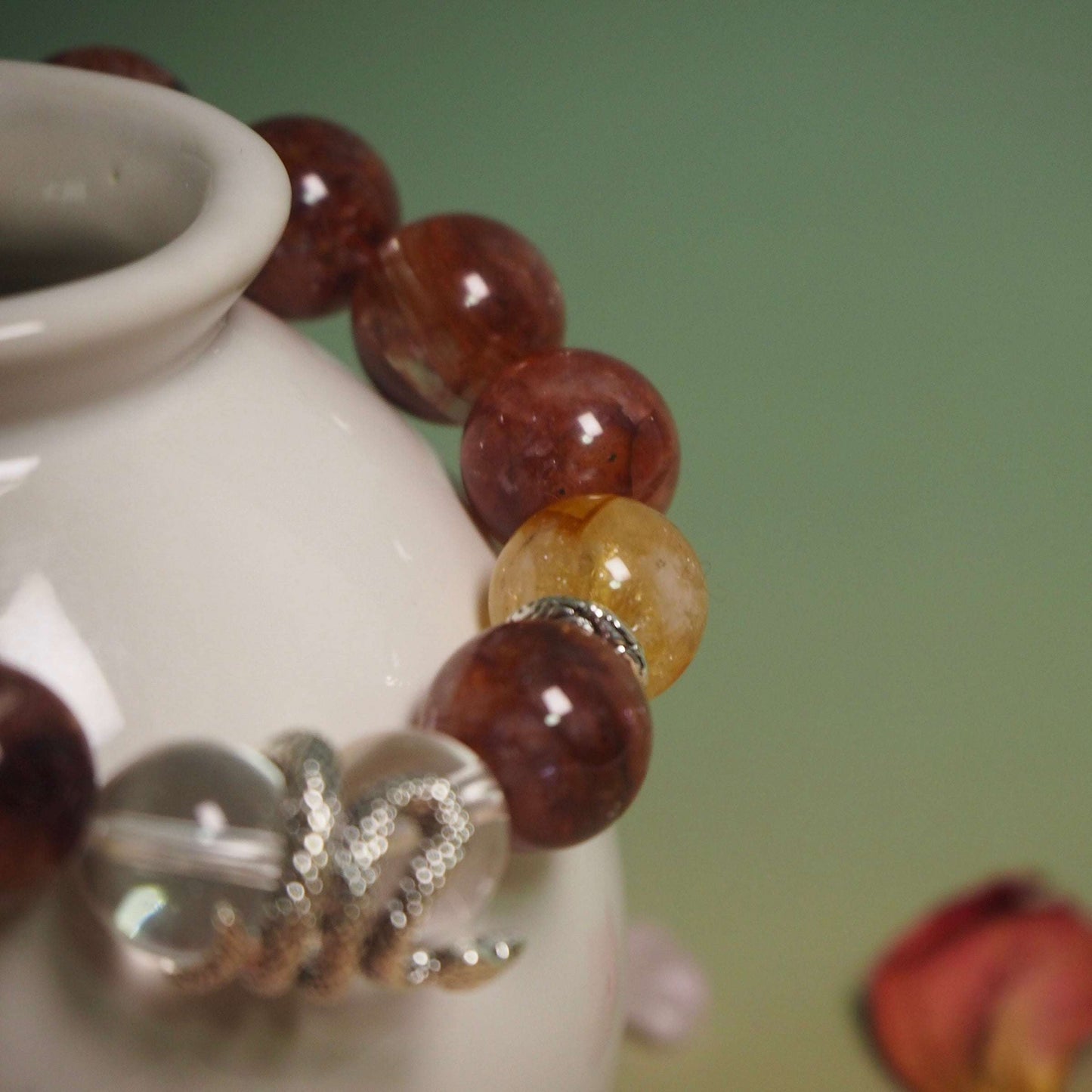 red phantom quartz and citrine bracelet