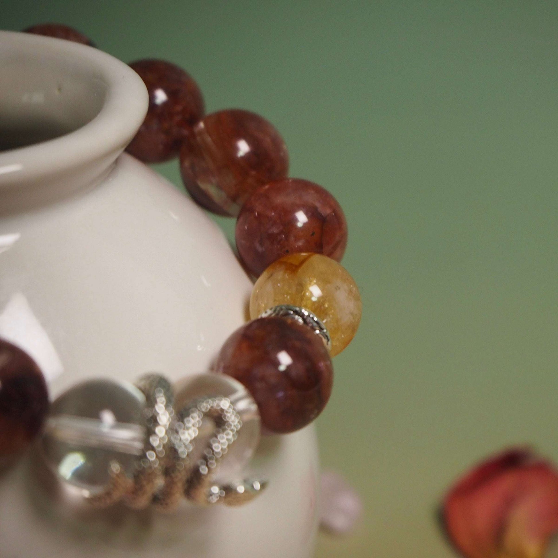 red phantom quartz and citrine bracelet